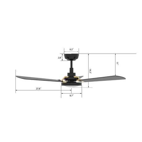 BRISA 56 inch 3 - Blade Smart Ceiling Fan with LED Light & Remote - LEDMyPlace