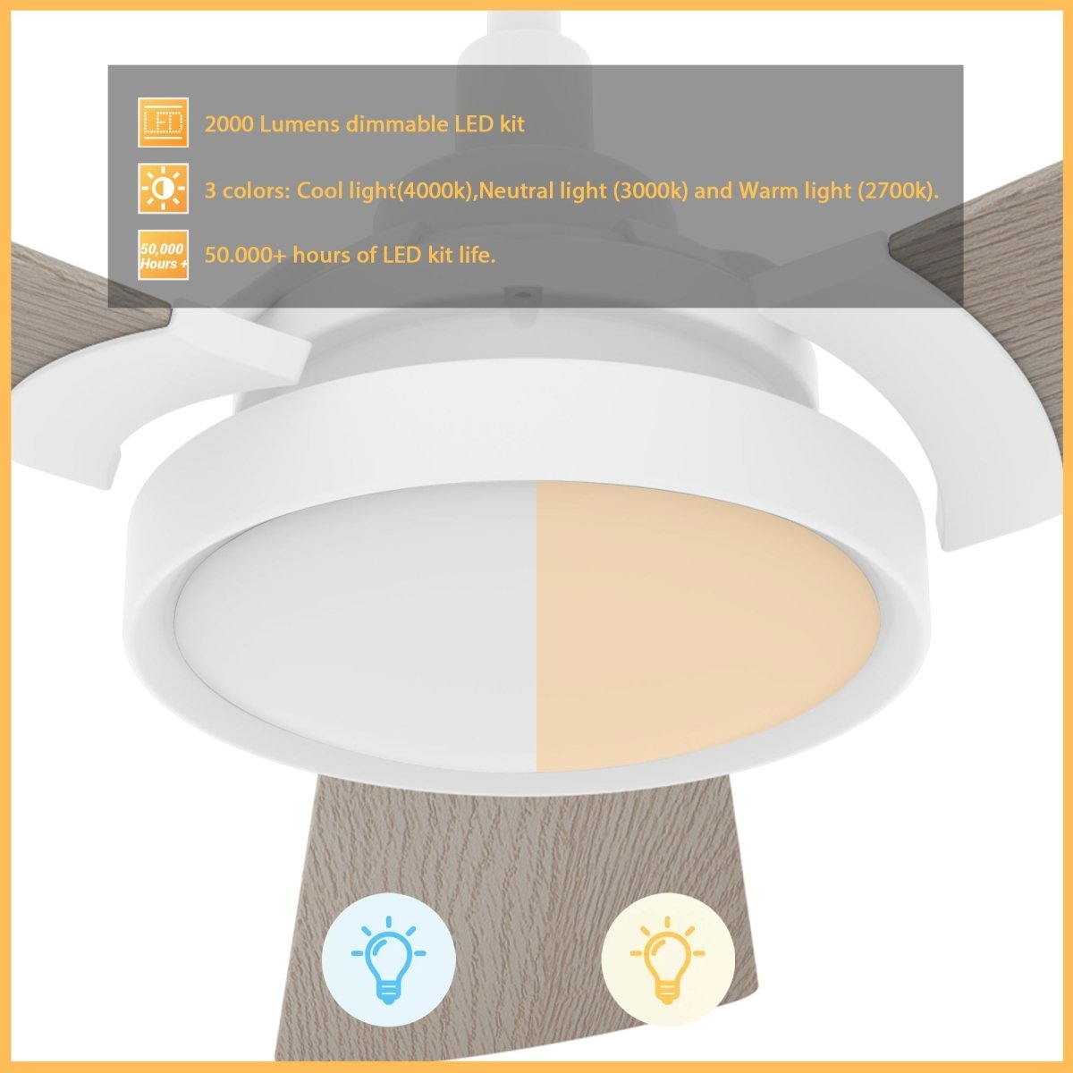 BRISA 56 inch 3 - Blade Smart Ceiling Fan with LED Light & Remote - LEDMyPlace