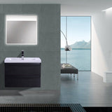 Brooklyn Floating / Wall Mounted Bathroom Vanity - Rich Black With Reinforced Acrylic Sink - BUILDMYPLACE