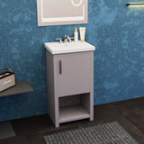 Bruce 18 In. Freestanding Solid Wood Bathroom Vanity with Crushed Marble Sink Top - BUILDMYPLACE