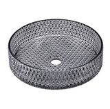 Cache 15.75" Round Glass Vessel Sink in Black - BUILDMYPLACE