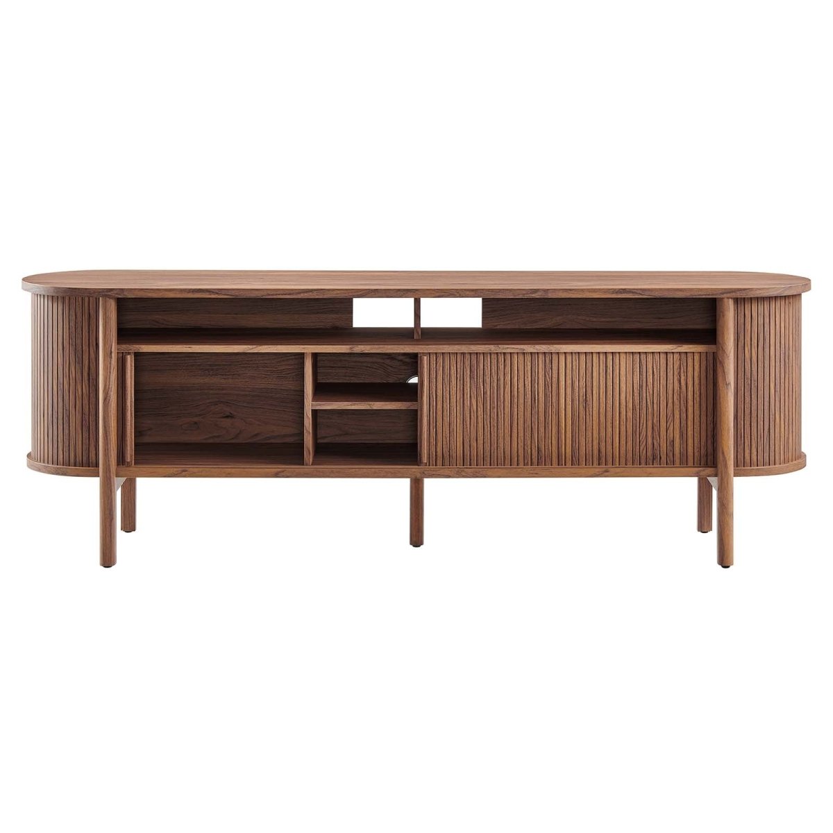 Cadence 71" Curved TV Stand - Walnut - BUILDMYPLACE