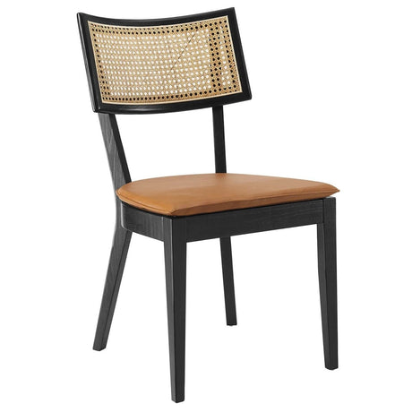 Caledonia Vegan Leather Upholstered Wood Dining Chairs - Set of 2 - BUILDMYPLACE