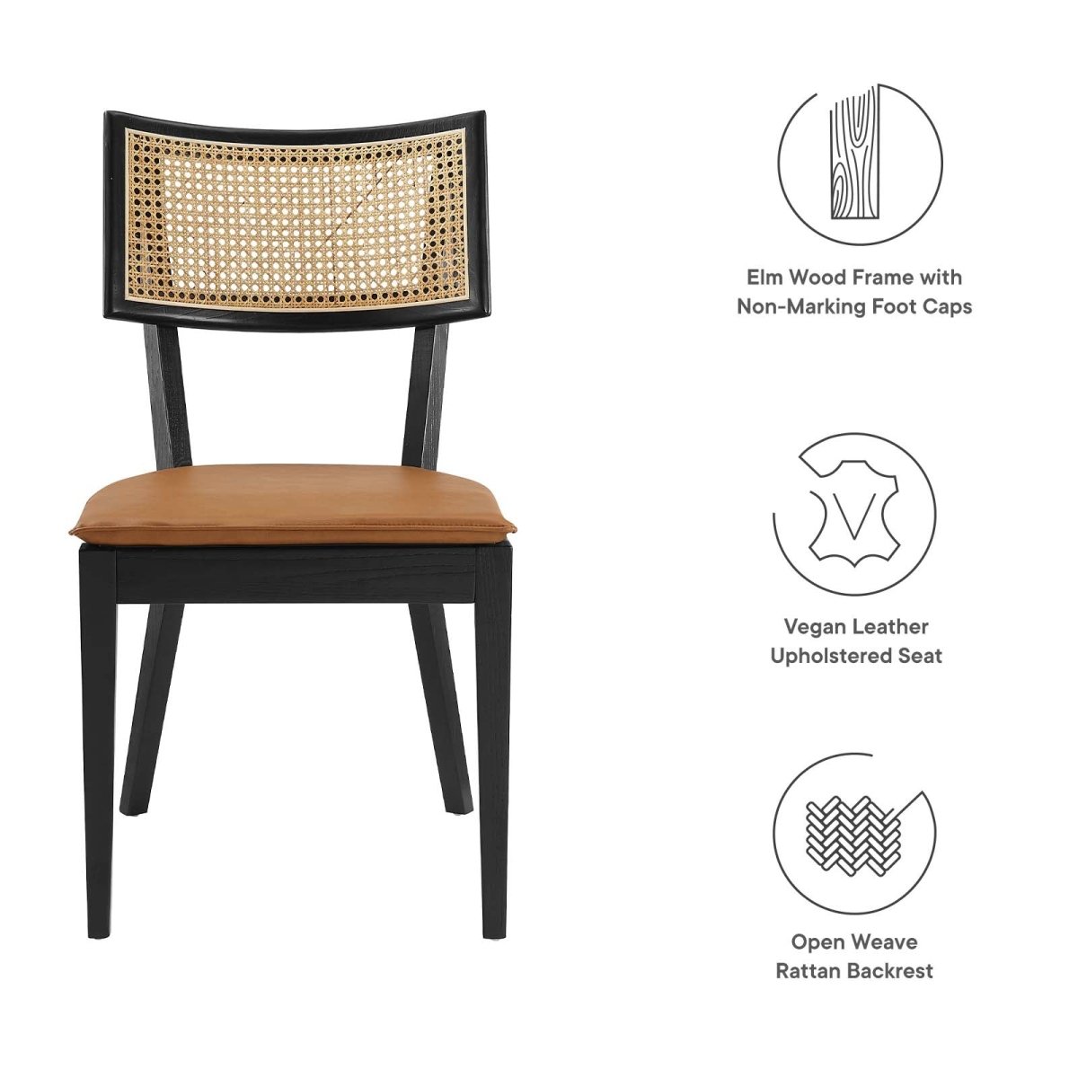 Caledonia Vegan Leather Upholstered Wood Dining Chairs - Set of 2 - BUILDMYPLACE