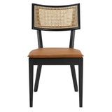 Caledonia Vegan Leather Upholstered Wood Dining Chairs - Set of 2 - BUILDMYPLACE