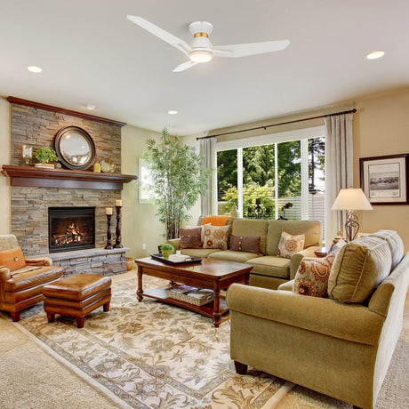 CALEN 44 inch 3 - Blade Flush Mount Smart Ceiling Fan with LED Light & Remote - LEDMyPlace