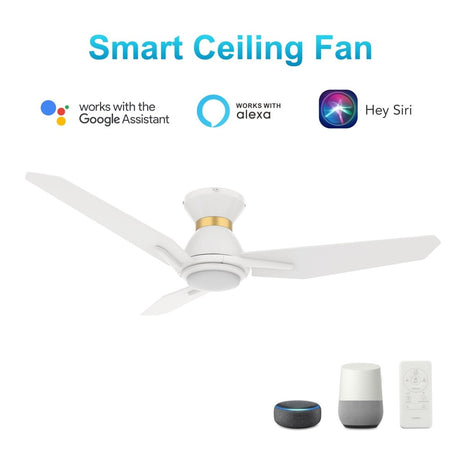 CALEN 44 inch 3 - Blade Flush Mount Smart Ceiling Fan with LED Light & Remote - LEDMyPlace