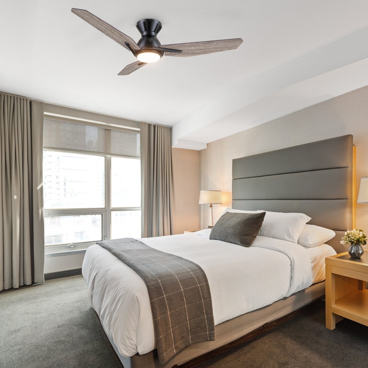 CALEN 48 inch 3 - Blade Flush Mount Smart Ceiling Fan with LED Light & Remote - LEDMyPlace