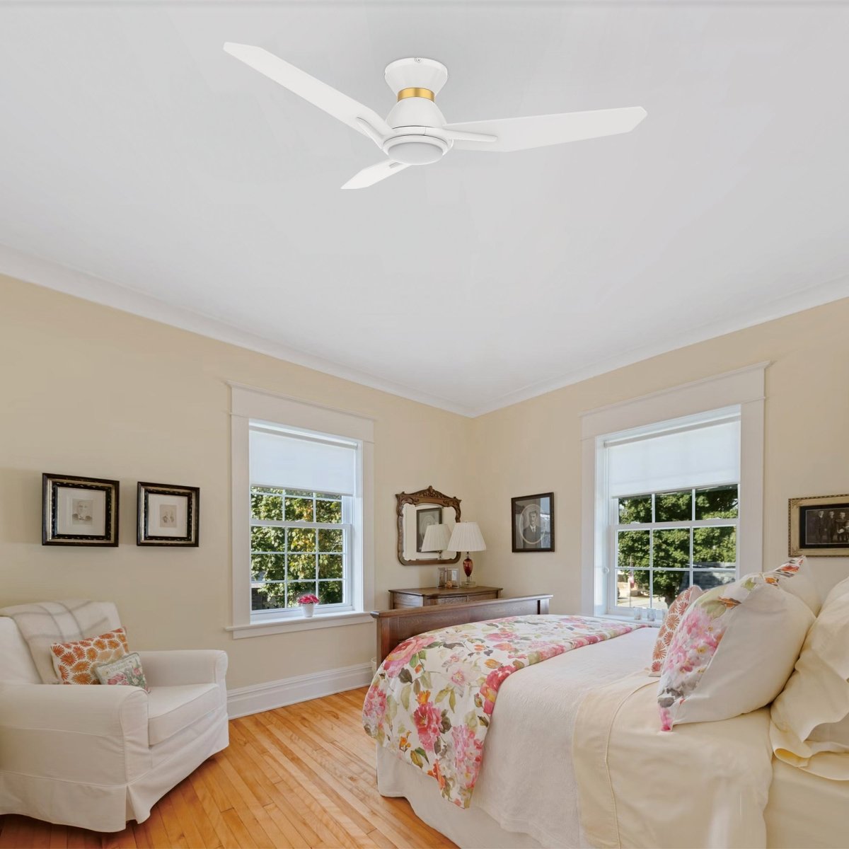 CALEN 48 inch 3 - Blade Flush Mount Smart Ceiling Fan with LED Light & Remote - LEDMyPlace