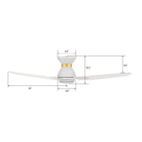 CALEN 48 inch 3 - Blade Flush Mount Smart Ceiling Fan with LED Light & Remote - LEDMyPlace