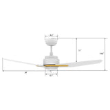 CALEN 48 inch 3 - Blade Smart Ceiling Fan with LED Light & Remote - LEDMyPlace