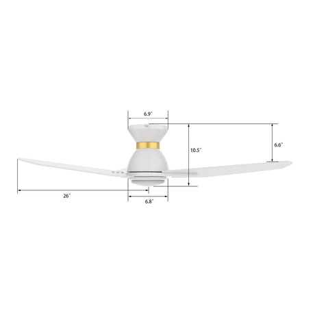 CALEN 52 inch 3 - Blade Flush Mount Smart Ceiling Fan with LED Light & Remote - LEDMyPlace