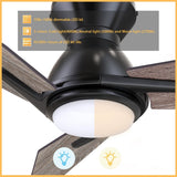 CALEN 52 inch 3 - Blade Flush Mount Smart Ceiling Fan with LED Light & Remote - LEDMyPlace