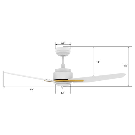 CALEN 52 inch 3 - Blade Smart Ceiling Fan with LED Light & Remote - LEDMyPlace