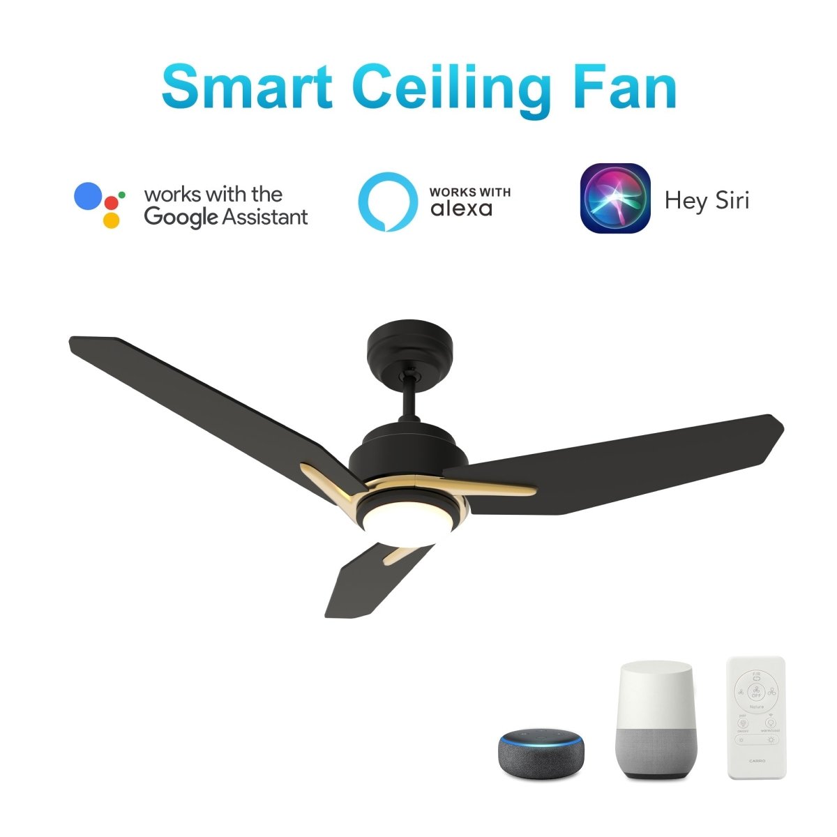CALEN 52 inch 3 - Blade Smart Ceiling Fan with LED Light & Remote - LEDMyPlace