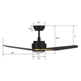 CALEN 52 inch 3 - Blade Smart Ceiling Fan with LED Light & Remote - LEDMyPlace