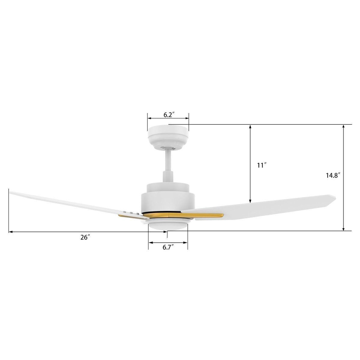 CALEN 56 inch 3 - Blade Smart Ceiling Fan with LED Light & Remote - LEDMyPlace