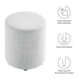 Callum 16" Round Woven Heathered Fabric Upholstered Ottoman - BUILDMYPLACE