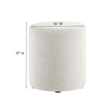 Callum 16" Round Woven Heathered Fabric Upholstered Ottoman - BUILDMYPLACE