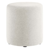 Callum 16" Round Woven Heathered Fabric Upholstered Ottoman - BUILDMYPLACE
