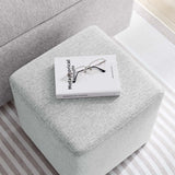 Callum 17" Square Woven Heathered Fabric Upholstered Ottoman - BUILDMYPLACE