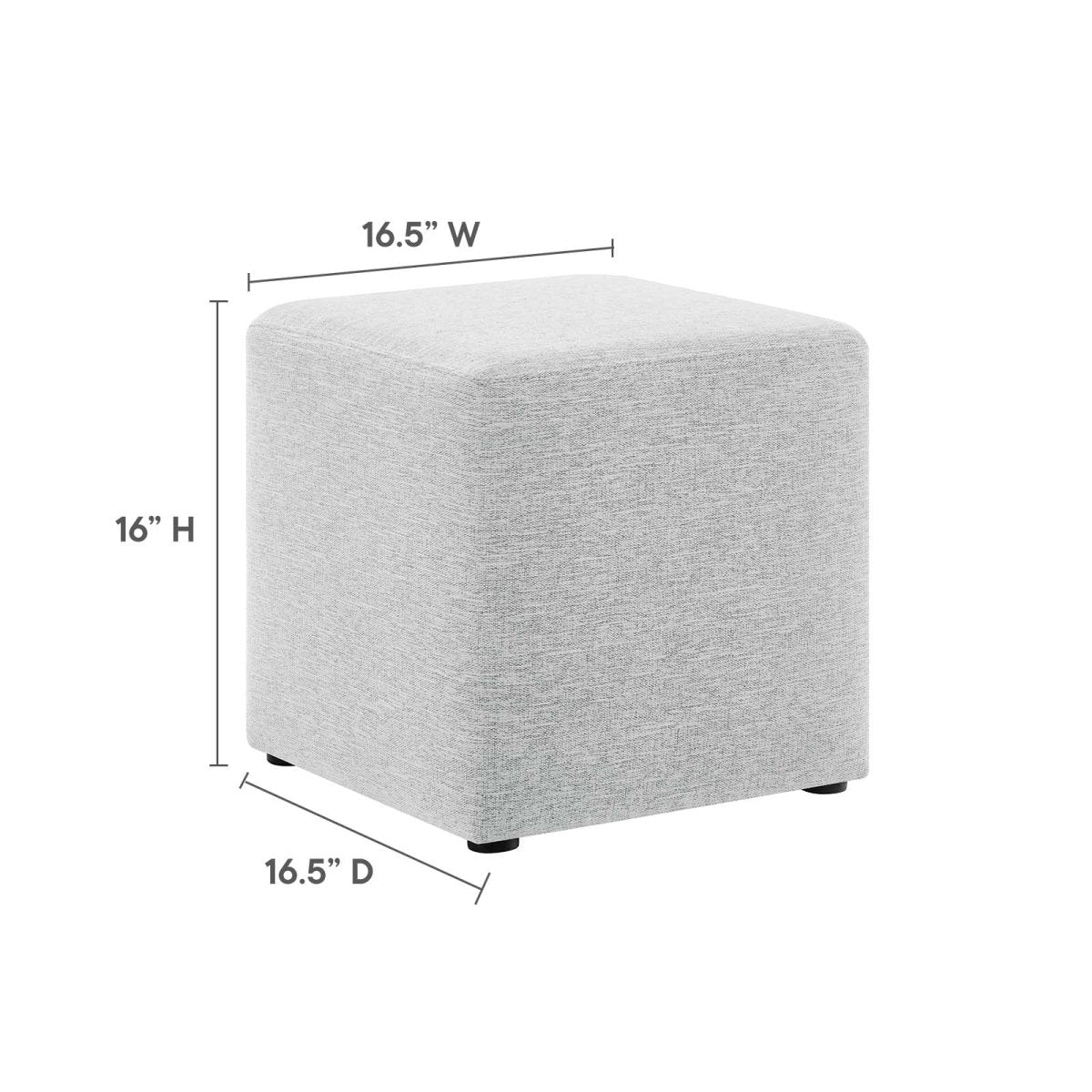 Callum 17" Square Woven Heathered Fabric Upholstered Ottoman - BUILDMYPLACE