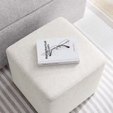 Callum 17" Square Woven Heathered Fabric Upholstered Ottoman - BUILDMYPLACE