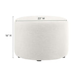 Callum Large 23" Round Woven Heathered Fabric Upholstered Ottoman - BUILDMYPLACE