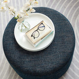 Callum Large 23" Round Woven Heathered Fabric Upholstered Ottoman - BUILDMYPLACE