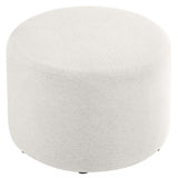 Callum Large 23" Round Woven Heathered Fabric Upholstered Ottoman - BUILDMYPLACE