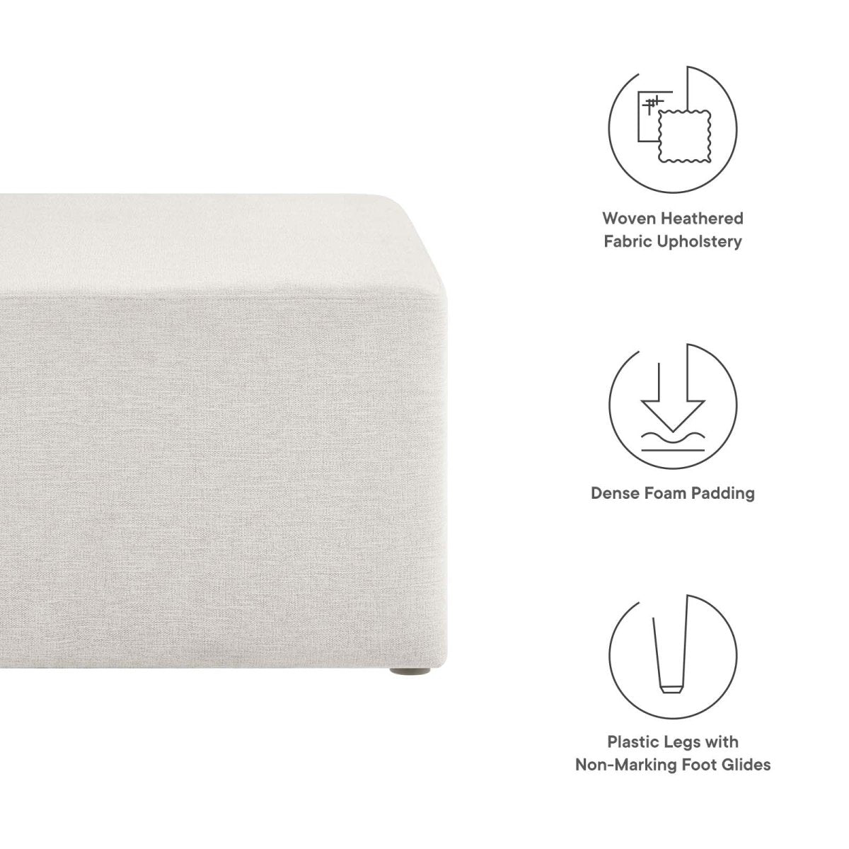 Callum Large 28" Square Woven Heathered Fabric Upholstered Ottoman - BUILDMYPLACE
