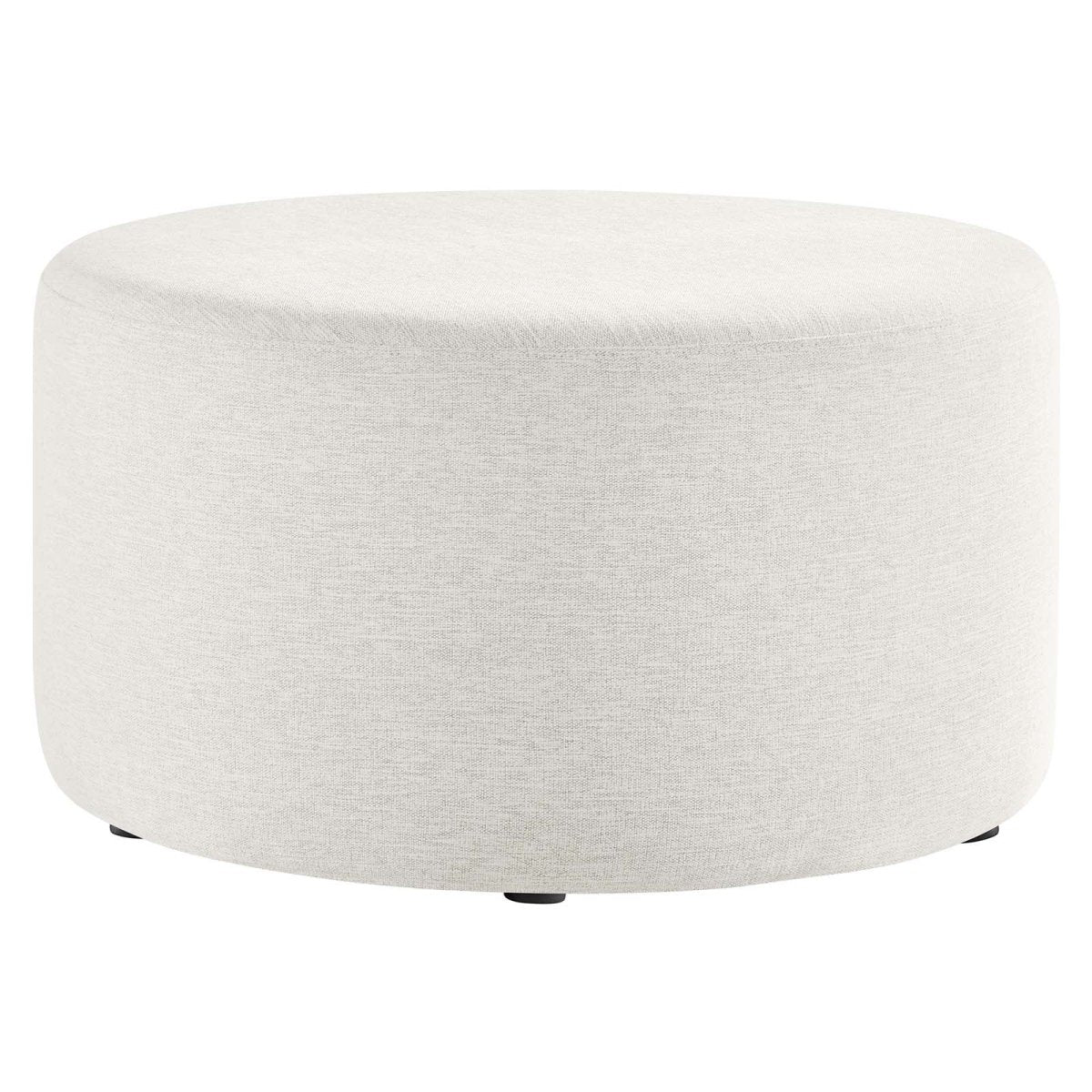 Callum Large 29" Round Woven Heathered Fabric Upholstered Ottoman - BUILDMYPLACE