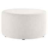 Callum Large 29" Round Woven Heathered Fabric Upholstered Ottoman - BUILDMYPLACE