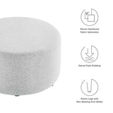 Callum Large 29" Round Woven Heathered Fabric Upholstered Ottoman - BUILDMYPLACE