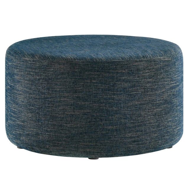 Callum Large 29" Round Woven Heathered Fabric Upholstered Ottoman - BUILDMYPLACE