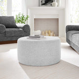 Callum Large 29" Round Woven Heathered Fabric Upholstered Ottoman - BUILDMYPLACE