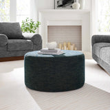 Callum Large 29" Round Woven Heathered Fabric Upholstered Ottoman - BUILDMYPLACE