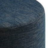 Callum Large 29" Round Woven Heathered Fabric Upholstered Ottoman - BUILDMYPLACE