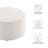 Callum Large 29" Round Woven Heathered Fabric Upholstered Ottoman - BUILDMYPLACE
