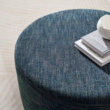 Callum Large 29" Round Woven Heathered Fabric Upholstered Ottoman - BUILDMYPLACE
