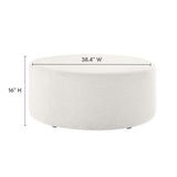 Callum Large 38" Round Woven Heathered Fabric Upholstered Ottoman - BUILDMYPLACE