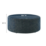 Callum Large 38" Round Woven Heathered Fabric Upholstered Ottoman - BUILDMYPLACE