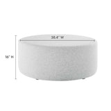 Callum Large 38" Round Woven Heathered Fabric Upholstered Ottoman - BUILDMYPLACE