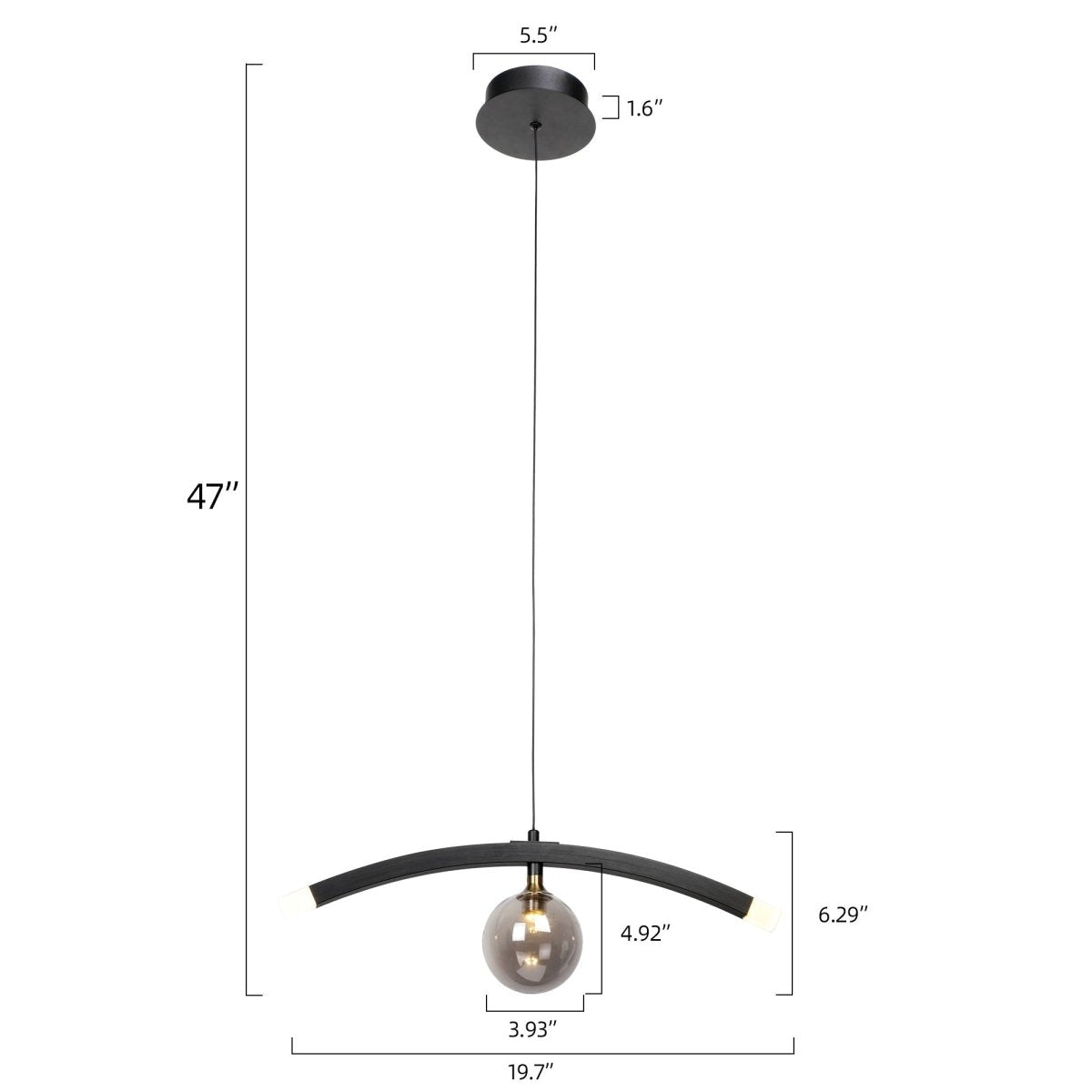Camden Smoky Gray Glass Shade Creative Led Pendant Light - BUILDMYPLACE