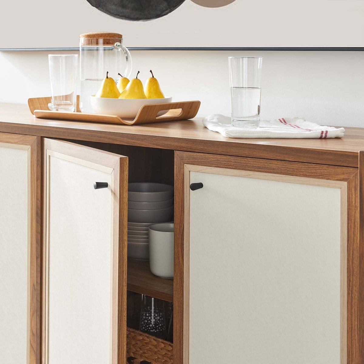 Capri 65" Wood Grain Sideboard Storage Cabinet - BUILDMYPLACE