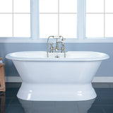 Cast Iron Double Ended Pedestal Tub with 7 - Inch Faucet Drillings, White - BUILDMYPLACE