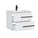 Cecilia 30 In. White Floating Bathroom Vanity with Cultured Marble Sink Top - BUILDMYPLACE