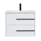 Cecilia 30 In. White Floating Bathroom Vanity with Cultured Marble Sink Top - BUILDMYPLACE
