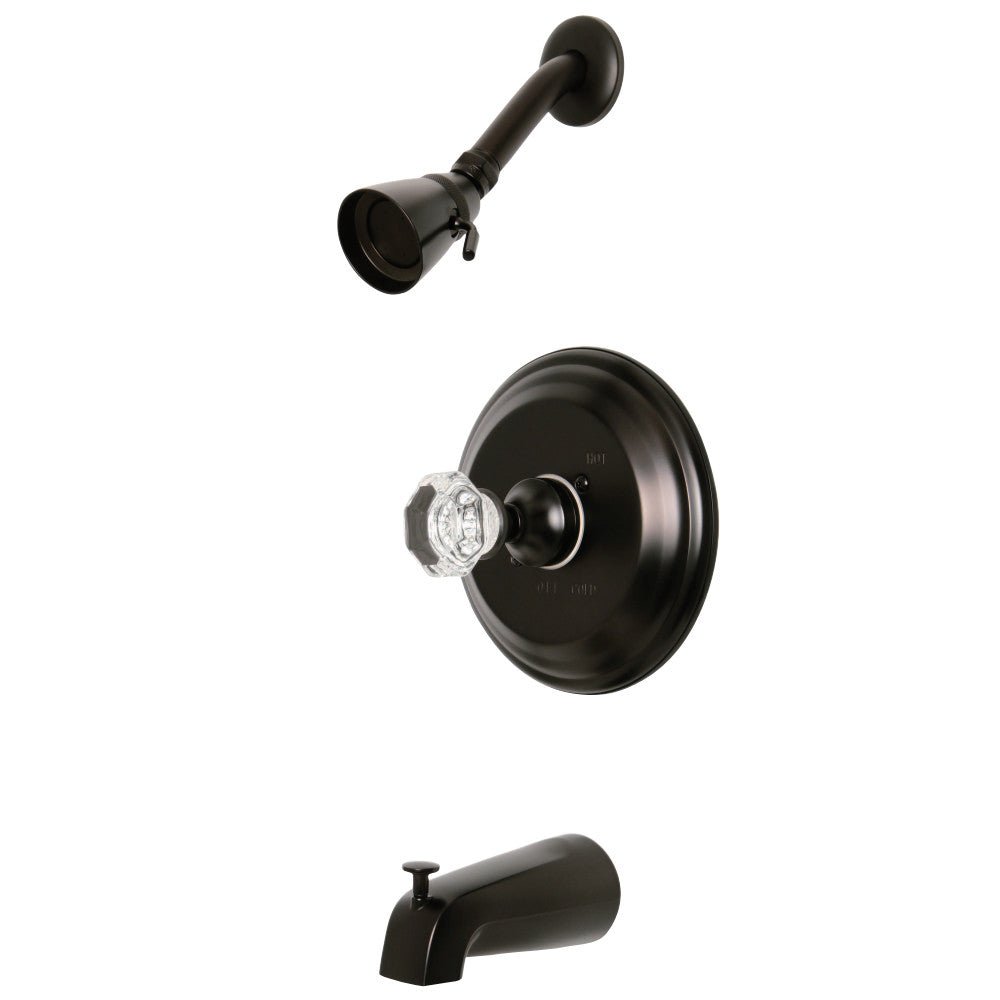Celebrity Tub & Shower Faucet W/ Single Crystal Octagonal Knob Handle - BUILDMYPLACE