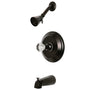 Celebrity Tub & Shower Faucet W/ Single Crystal Octagonal Knob Handle - BUILDMYPLACE